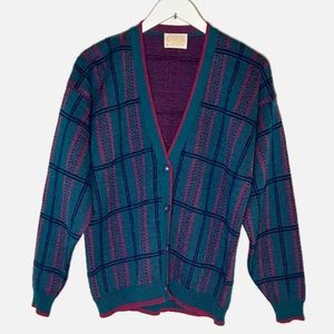 Vintage Pendleton Plaid Cardigan 100% Virgin Wool Sweater Sz L